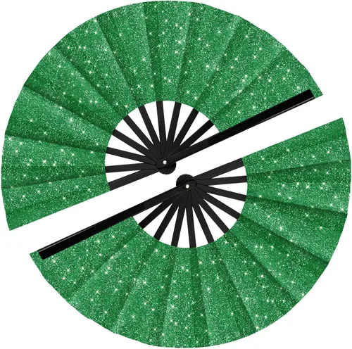 Miniatura 23 de Maitys 2 piezas de abanicos grandes plegables de mano para rave, grandes abanicos de aplausos para baile en línea, abanicos plegables de mano
