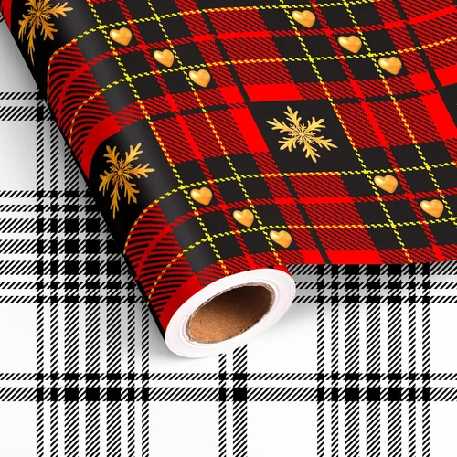 Miniatura 15 de Dtiafu Papel de Regalo Navideño Afroamericano Papel de Regalo Negro de Papá Noel a Granel Diseños Lindos de Navidad para Personas Negras
