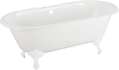 Miniatura 6 de Signature Hardware 291703 Sanford - Bañera de hierro fundido de 60 pulgadas con cubierta de grifo, patas de níquel cepillado Pies de níquel