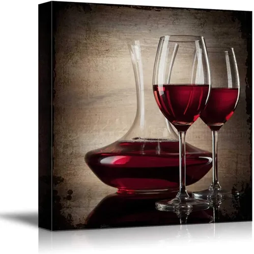 Miniatura 17 de wall26 - Lienzo decorativo cuadrado para pared, copas de vino con botella de vino y uvas, impresión giclée, arte moderno para el hogar, listo