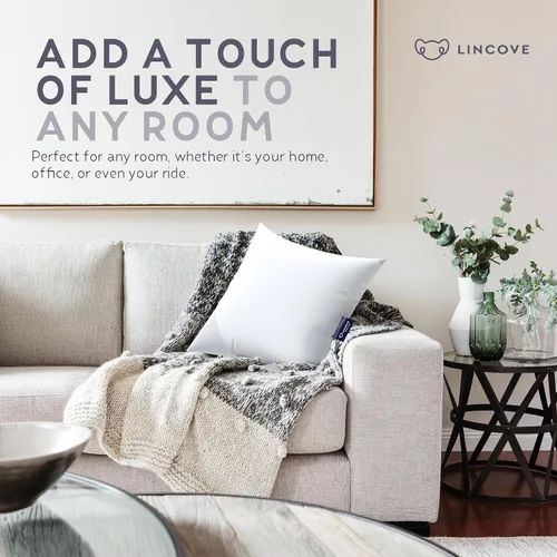 Miniatura 4 de Lincove Euro - Almohada cuadrada de 24 x 24 pulgadas, fabricada en Canadá, funda 100% algodón, relleno alternativo al plumón, apto para veganos