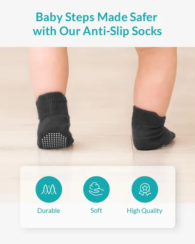 Miniatura 4 de Infinno Calcetines de tobillo antideslizantes para bebé, 9 pares - Calcetines para niños pequeños con agarre para niños, bebés y niñas de 6 a 24