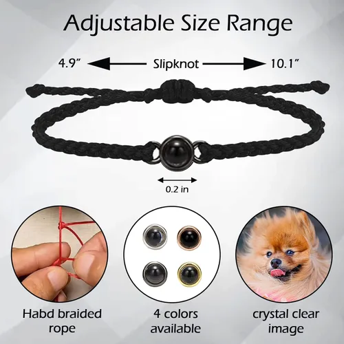 Miniatura 2 de YATEDIY Pulseras personalizadas con imágenes, pulseras de proyección personalizadas con fotos, regalo de joyería de cuerda personalizada para él, su