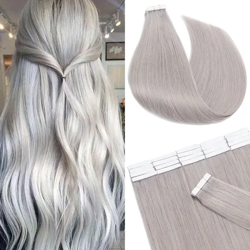 Miniatura 10 de Extensiones de cabello Sego, cabello humano estilo remy, con cinta adhesiva, lacio, cinta adhesiva de entramado tipo piel, sin costuras, invisible