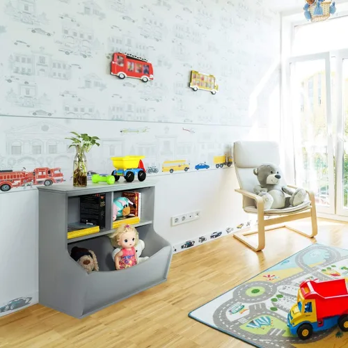 Miniatura 9 de CAPHAUS Cubby multifuncional para libros y juguetes para niños, organizador de estantes abiertos para guardería, sala de juegos, armario, estantería