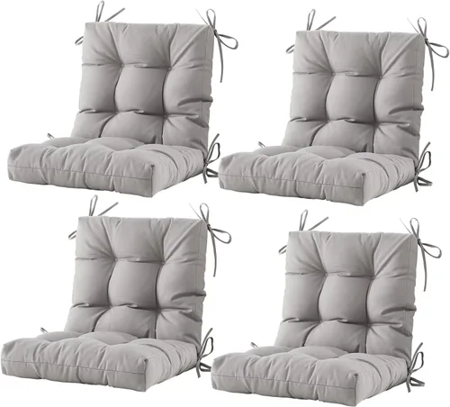 Miniatura 8 de BLISSWALK Cojines para sillas de exteriores, cojín grueso de mimbre con respaldo bajo y lazos para muebles de patio, 40 pulgadas de largo x 20 Beige