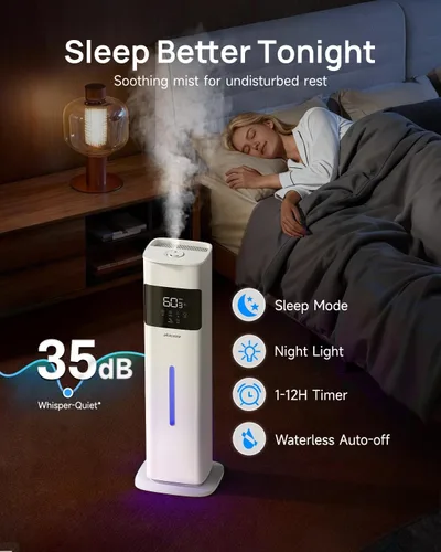 Miniatura 5 de Humidificadores de niebla cálida y fría para dormitorio, 500 pies cuadrados, humidificador de llenado superior de 2.1 galones/8L, habitación grande