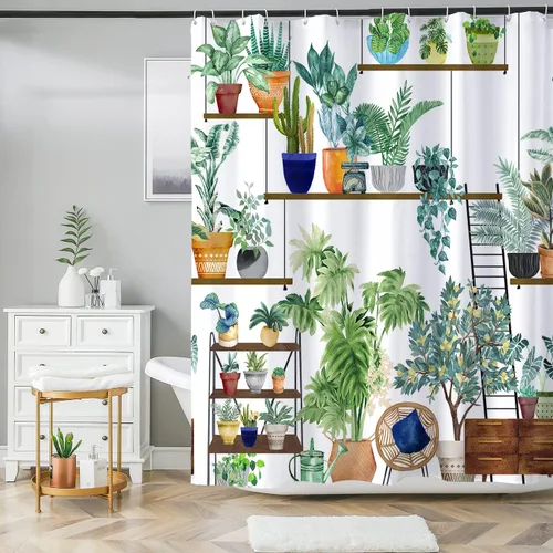 Miniatura 8 de Cortina de ducha bohemia, tela de poliéster repelente al agua con estampado floral bohemio para decoración de baño, 72 x 72 pulgadas