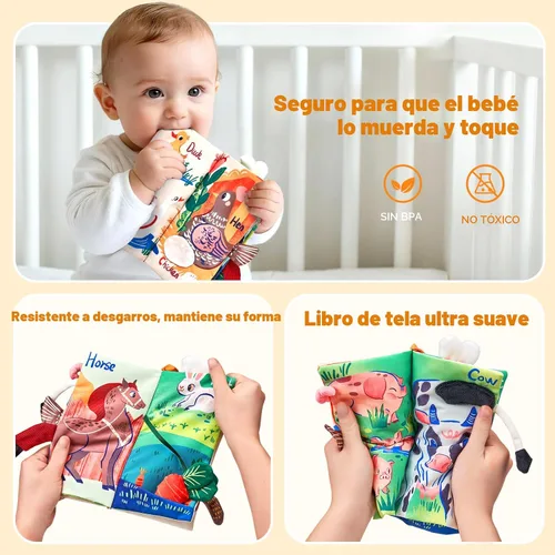 Miniatura 3 de JoyCat Farm Libros de Juguetes para Bebés de 0 a 6 Meses, Libro de Tela para Sentarse y Tocar y Sentir para Bebés de 0 a 3 a 6 a 12 a 18 Meses