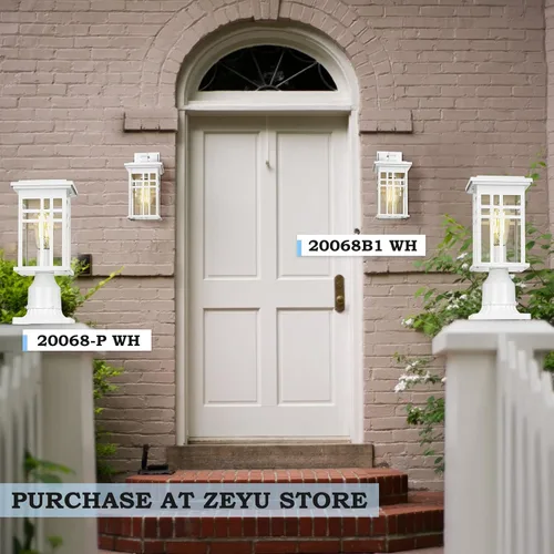 Miniatura 4 de zeyu Lámpara de Pared Moderna para Exteriores - Accesorio de Luz Exterior de 12 Pulgadas para Porche Delantero de Casa, Pantalla de Vidrio