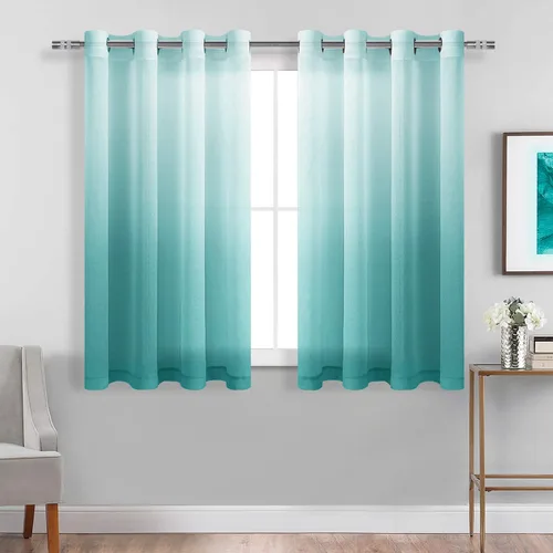 Miniatura 56 de DWCN Cortinas Transparentes Ombré - Cortinas de Lino Sintético con Gradiente Semi Voile con Ojales en la Parte Superior para Dormitorio y Sala