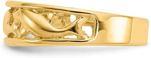 Miniatura 4 de Anillo de triple banda de delfín de oro amarillo de 14 quilates sólido (0.11 pulgadas), Oro amarillo