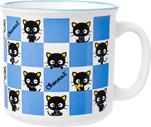 Silver Buffalo - Taza grande de cerámica estilo cámper de Sanrio Hello Kitty y sus amigos con patrón a cuadros, 20 onzas