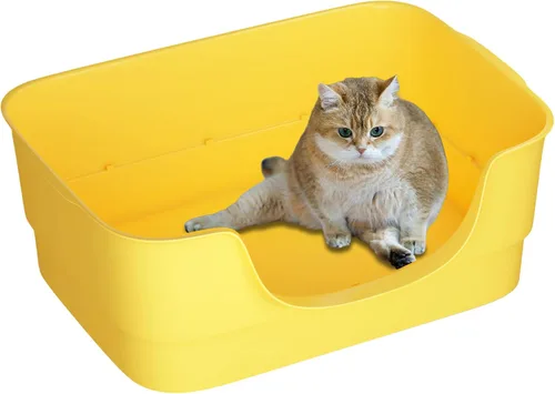 Miniatura 8 de Caja de arena extra grande para gatos grandes, lados altos y diseño de entrada baja, 23.43 x 16.73 x 8.46 pulgadas, espacioso inodoro antiderrames