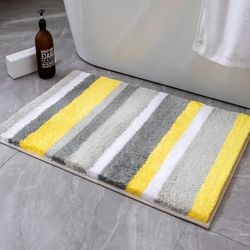 Miniatura 8 de MIULEE Alfombra de baño amarilla, alfombra de contorno en forma de U, alfombra de baño absorbente con parte trasera antideslizante y microfibra