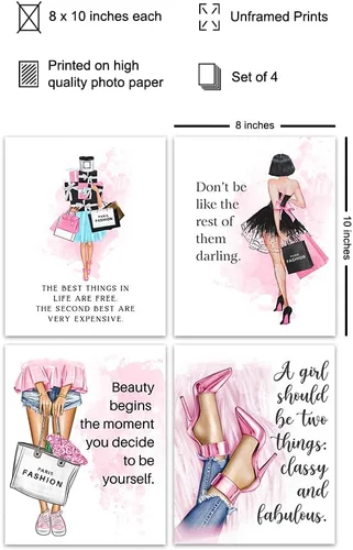 Miniatura 2 de Regalos inspiradores de aliento para mujeres, adolescentes y niñas – Arte de pared de diseñador glamoroso – Decoración de pared con citas positivas