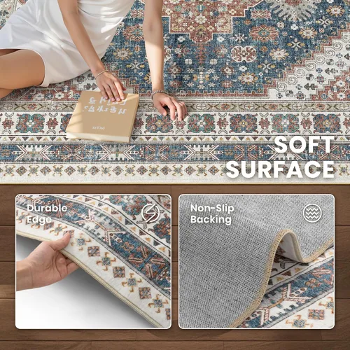 Miniatura 6 de zesthome Alfombras de área de 5 x 7 pies, alfombra ultrafina, lavable, resistente a las manchas, antideslizante, para sala de estar, dormitorio