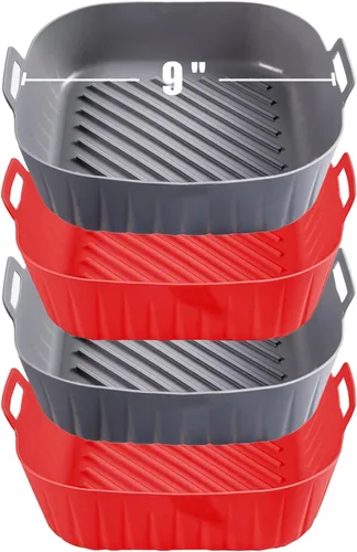 Miniatura 8 de Golden Associate Forros cuadrados de silicona para freidora de aire de 8 a 8.5 pulgadas, 2 unidades, antiadherentes, de grado alimenticio