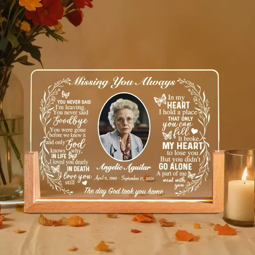 Miniatura 11 de Placa de luz conmemorativa personalizada con foto, regalo de condolencias personalizado por la pérdida de mamá, papá o ser querido, recuerdo