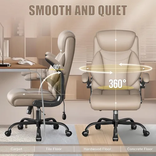 Miniatura 7 de Silla ergonómica de oficina, silla de computadora de escritorio para el hogar, silla ejecutiva de respaldo alto, silla ergonómica de cuero acolchada
