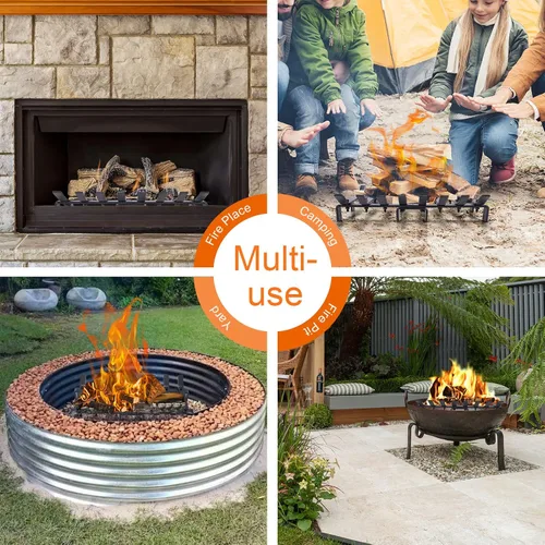 Miniatura 5 de WILLOW WEAVE Rejilla de chimenea de 20 pulgadas, rejilla de estufa de leña, estante de combustión de estufa de acero sólido resistente, soporte