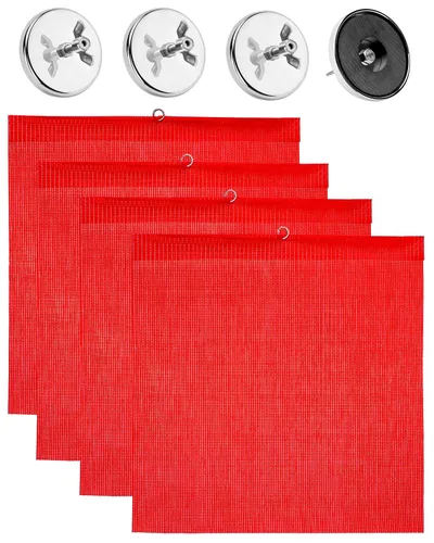Banderas de seguridad Venussar para camiones con kit de imanes resistentes, paquete de 4 banderas de advertencia de seguridad con asa de alambre de