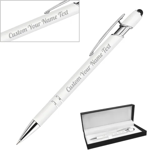 Bolígrafo personalizado, 1 unidad, bolígrafo personalizado con logotipo de mensaje de nombre comercial grabado, lápiz digital de tinta negra suave