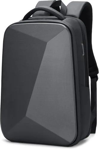 FENRUIEN Mochila antirrobo para laptop para hombre, mochila rígida expandible resistente al agua con puerto USB, bolsa negra para computadora de