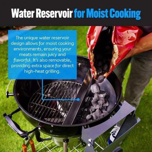 Miniatura 6 de SnS Grills Slow 'N Sear Insertos de carbón para cocción a baja y lenta y alta temperatura, accesorios patentados de acero inoxidable para parrillas