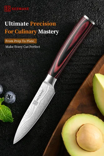 Miniatura 2 de KEEMAKE Cuchillo mondador de 3.5 pulgadas - Cuchillo de fruta ultra afilado de acero inoxidable con alto carbono, cuchillos pequeños de cocina