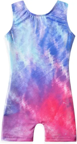 Miniatura 76 de HOZIY - Leotardos de gimnasia con pantalones cortos brillantes para niñas pequeñas; estampados de unicornio, aurora, arco iris, sirena, dinosaurio