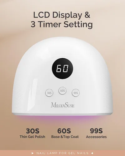 Miniatura 5 de MelodySusie Lámpara de Uñas LED UV Compacta Avanzada, Secadora de Uñas P-Plus30F con 3 Temporizadores y Sensor Inteligente que Cura Todos los Geles