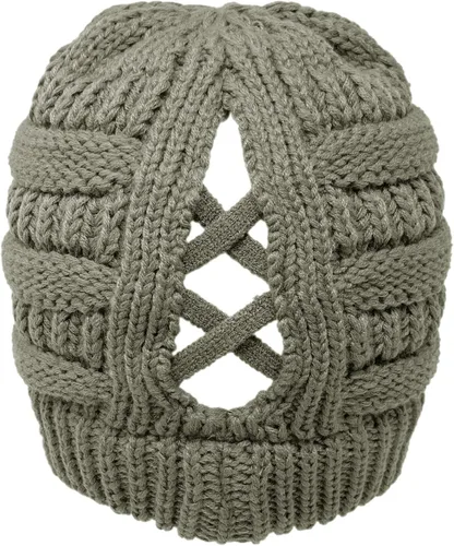 Miniatura 2 de C.C. Gorro de invierno elástico con cola de caballo y moño desordenado