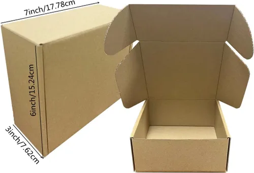 Miniatura 5 de Cajas de Envío de 7x6x3 pulgadas, Paquete de 25, Livejun Cajas de Cartón Corrugado Marrón Cajas de Envío para Embalaje de Pequeñas Empresas, Cajas