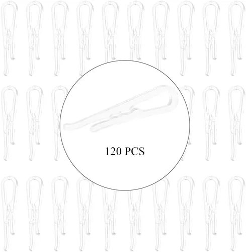 Miniatura 6 de HAHIYO 2 pulgadas/1.969 in 120 piezas de plástico transparente en forma de U pinzas de cocodrilo pinzas para ropa camisa clips plegables con dientes