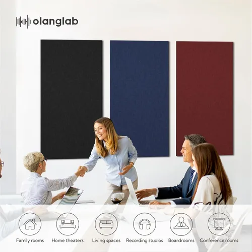 Miniatura 4 de Olanglab Paquete de 2 paneles acústicos, paneles de sonido grandes de 48 x 24 pulgadas, paneles de espuma a prueba de sonido envueltos en tela