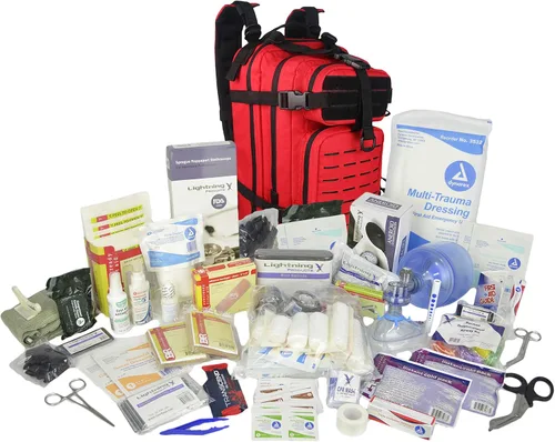 Miniatura 2 de Lightning X Mochila médica para primeros auxilios + kit para traumatismos y hemorragias (Rojo)