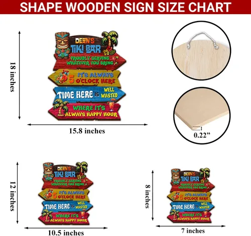 Miniatura 2 de THUYPT Cartel personalizado con reglas Tiki para bar Tiki, decoración de madera Tiki con patrón Tiki Totem, decoración tropical para playa impresa