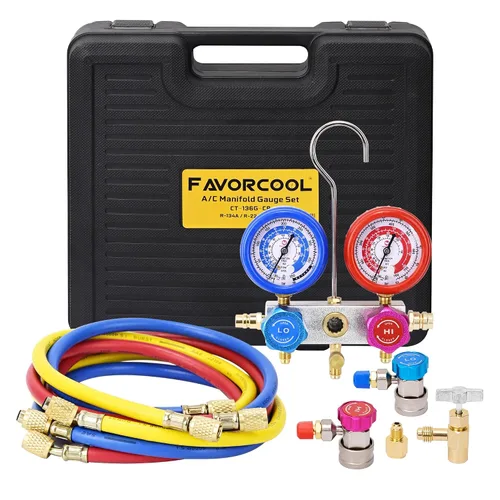 Miniatura 2 de Manómetros HVAC Juego de Manómetros de Colector AC para Refrigerante R410a R134a R22 para AC Doméstico Cuerpo de Aluminio Manómetros AC de 3 Vías
