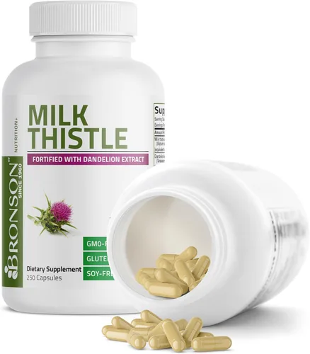 Miniatura 6 de Cápsulas de cardo lechoso, 1,000 mg, con Silymarin marianum y raíz de diente de león, suplemento para la salud hepática, 250 cápsulas