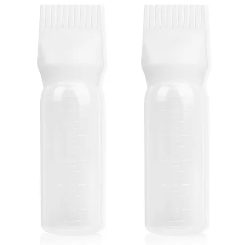 Miniatura 8 de Paquete de 2 botellas aplicadoras de peine de raíz, aplicador de aceite para el cabello de 6 onzas, herramientas de botella de tinte con dispensador