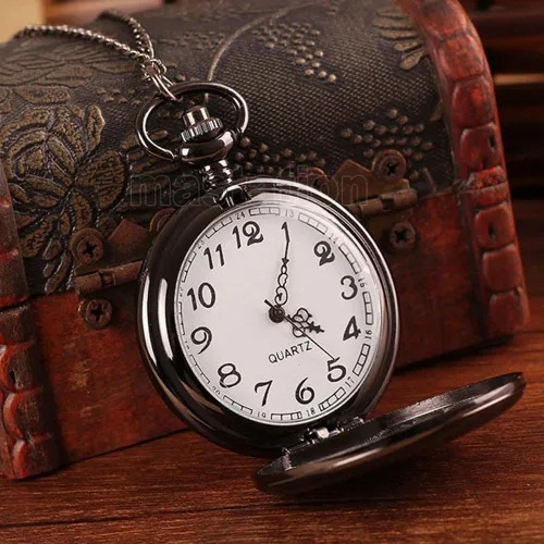 Miniatura 7 de WIOR Classic Smooth Vintage Pocket Watch Silver Steel Mens Watch with 14 in Chain for Graduation Xmas Fathers Day