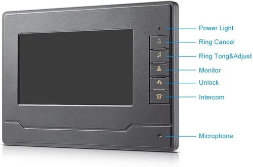 Miniatura 3 de Sistema de timbre de video con cable de 7 pulgadas, monitor LCD de 7 pulgadas, kits de teléfono de puerta de video, soporte de monitoreo
