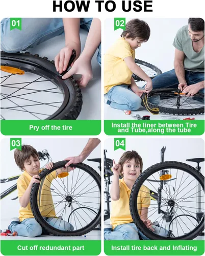 Miniatura 5 de Forro para neumático de bicicleta, protector contra pinchazos del tubo interior compatible con 12" 16" 18" 20" 24" 26" 27.5" 29" 2-29.0 in x 1.5 in