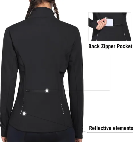Miniatura 3 de baleaf Chaqueta de Running de Forro Polar para Mujer Resistente al Agua con Cremallera Completa Equipo para Clima Frío Invernal Chaquetas Térmicas