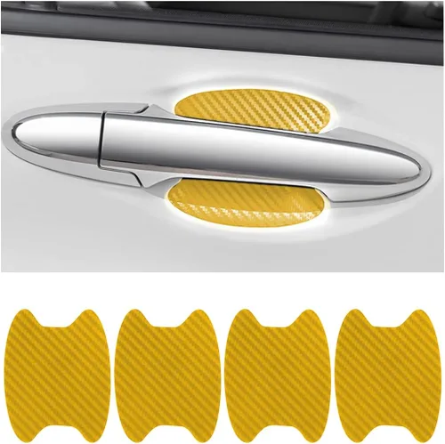 4 calcomanías protectoras para manija de puerta de automóvil, película protectora universal de fibra de carbono antiarañazos para la mayoría de las