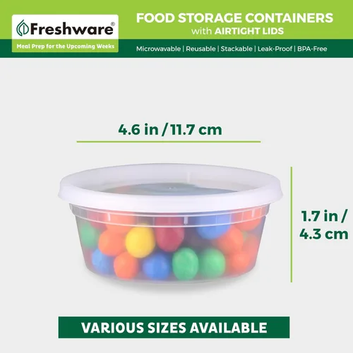 Miniatura 3 de Freshware Recipientes de almacenamiento de alimentos [240 piezas] recipientes de plástico de 8 oz con tapas, limo, sopa, para preparación