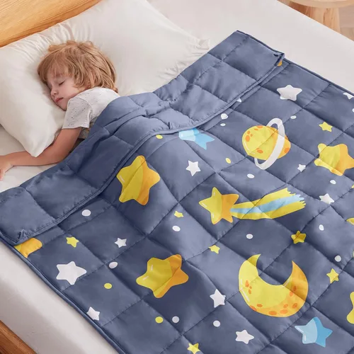 Miniatura 25 de anfie - Manta con peso para niños (40 x 60 pulgadas, 7 lb), manta refrescante para dormir, tamaño de manta ligera, transpirable, con cuentas de Gris