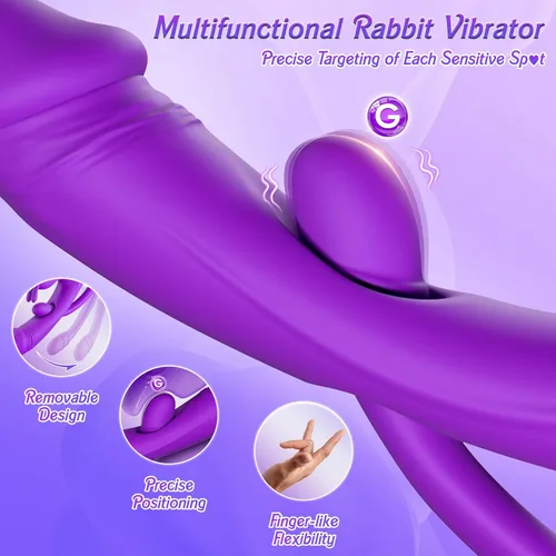 Miniatura 5 de Juguetes sexuales vibrador para mujeres – vibrador de punto G conejo consolador de 3 en 1 con 10 modos de vibración y tapón anal removible