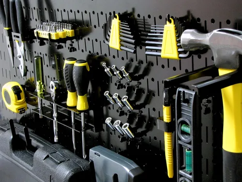 Miniatura 5 de Tablero horizontal para herramientas de garaje para pared, dos tablas de 32 pulgadas de ancho x 16 pulgadas de alto, fáciles de instalar Negro